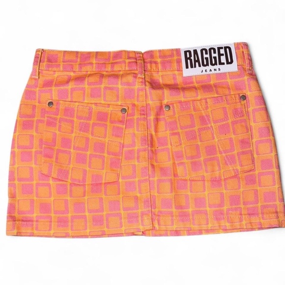 The Ragged Priest Pink and Orange Checkered Mini Skirt - Picture 3 of 6